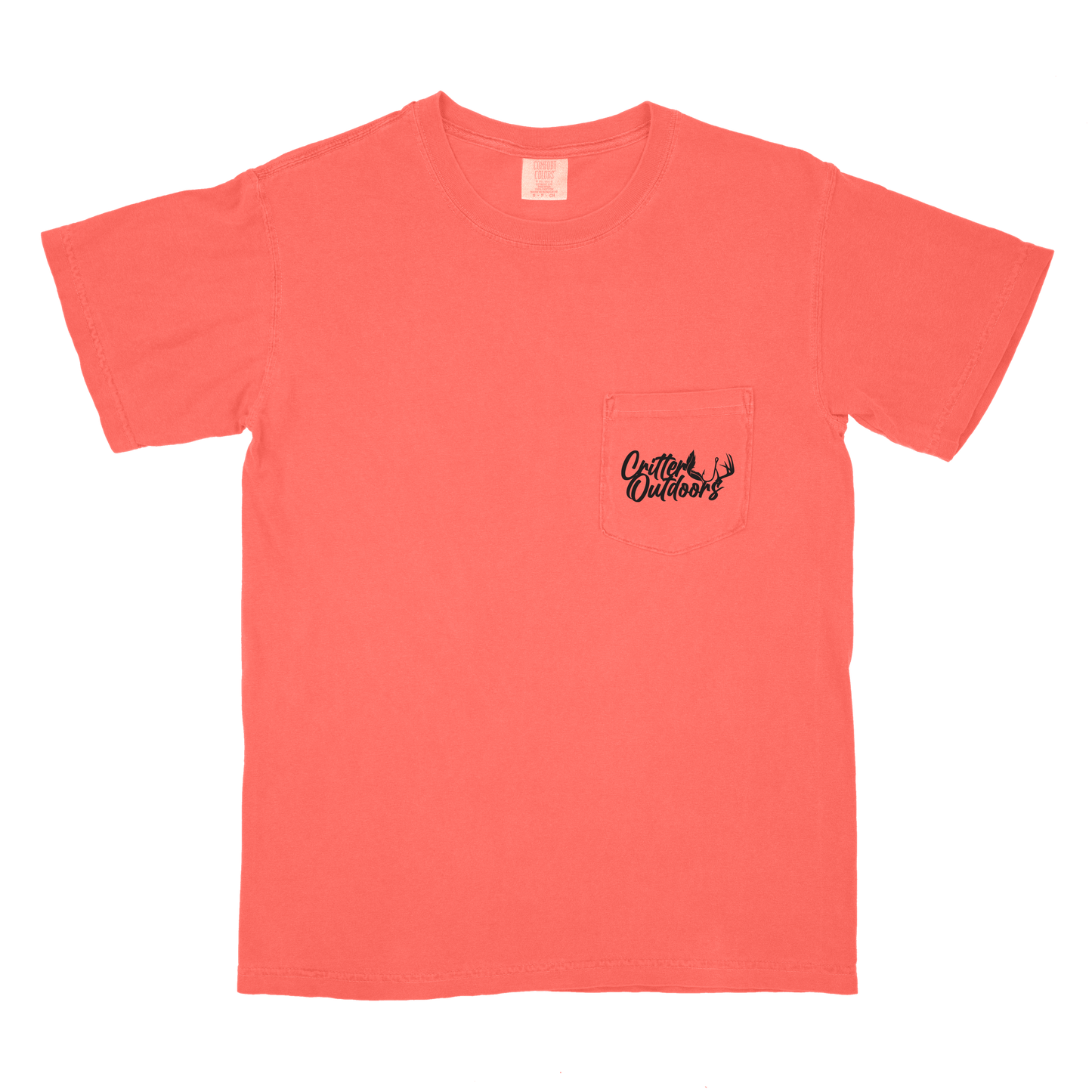 Critter Outdoors "OG Logo" Pocket Tee – White & Neon Red Orange