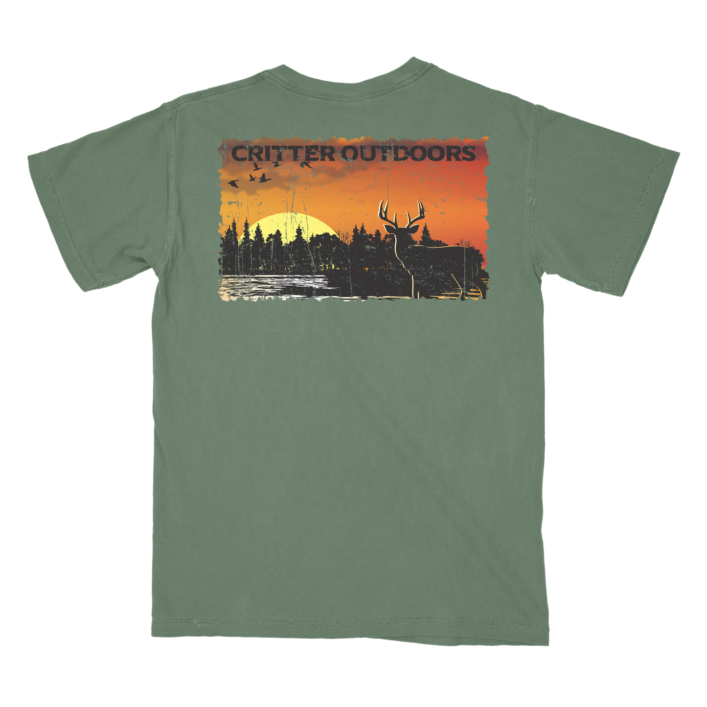 Critter Outdoors "Sunset" Pocket Tee – Moss