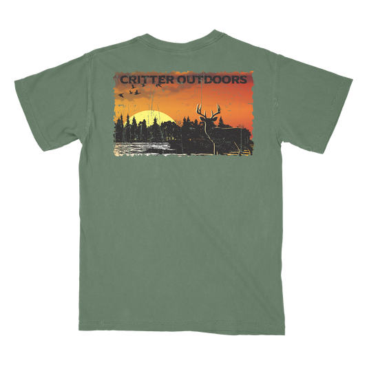 Critter Outdoors "Sunset" Pocket Tee – Moss